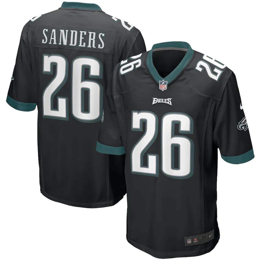 Men Philadelphia Eagles 26 Miles Sanders Nike Black Game NFL Jersey